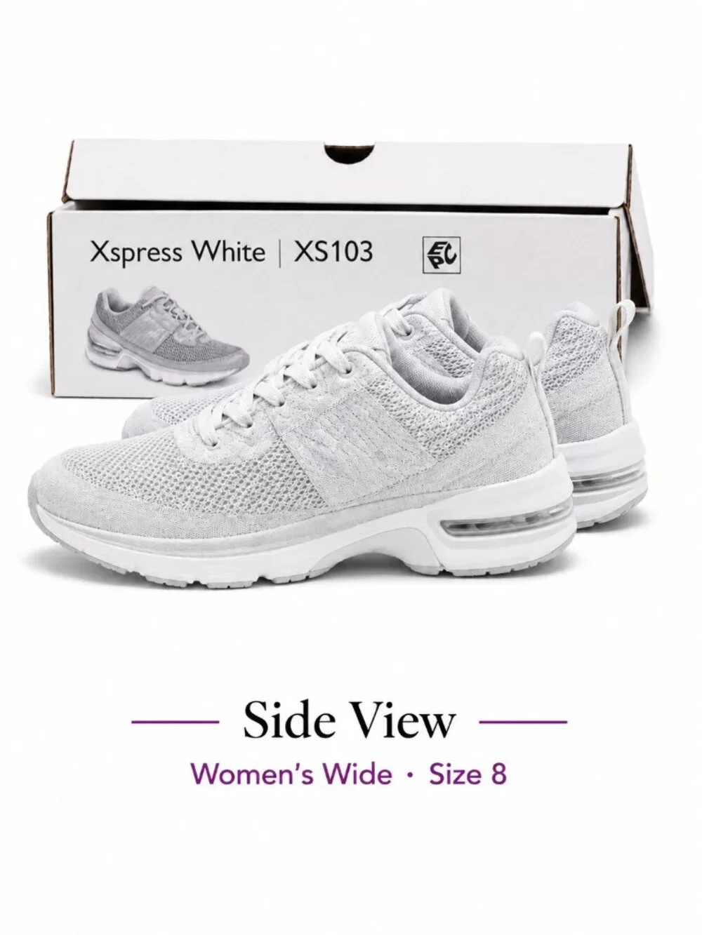 Aetrex XS103 Women’s Size 8 Wide White Arch Support Sneakers New in Box